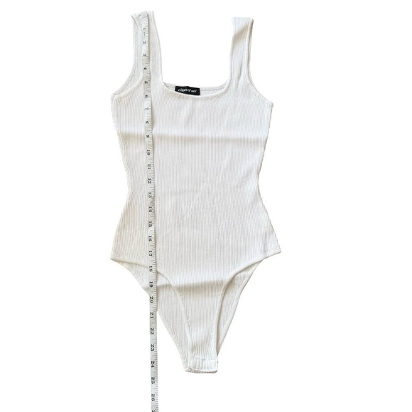 Edges of Her Ribbed Tank Scoop Neck Bodysuit White Small - Picture 3 of 6